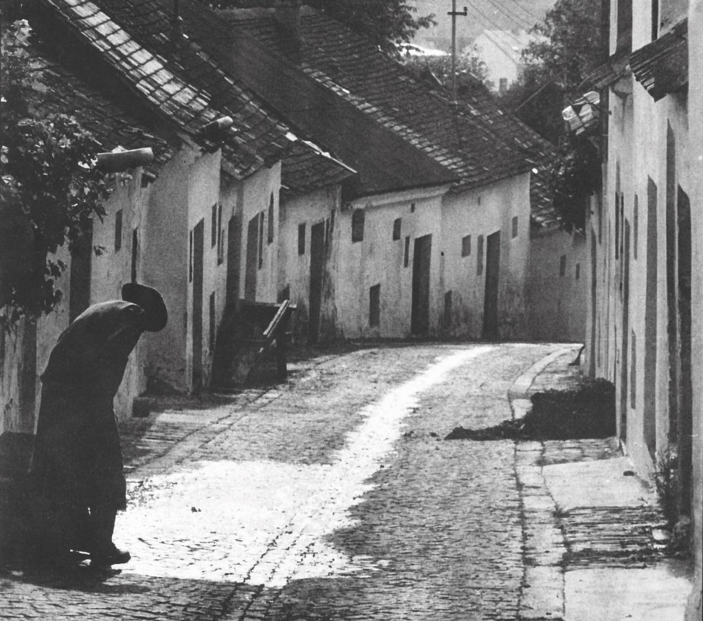 Pressebild Vino Versum Poysdor - Historische Ansicht der Kellergasse Bürsting in Poysdorf, 1970er Jahre © P. Kenyeres